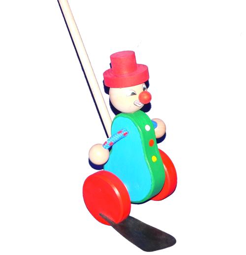 Holzspielzeug, Schiebespielzeug - Der blaue Clown