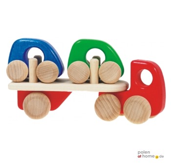 BAJO, Holzspielzeug, Autotransporter mit zwei Fahrzeugen