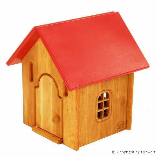Puppenhaus Drewart:  H�uschen mit rotem Dach, Holz Erle massiv