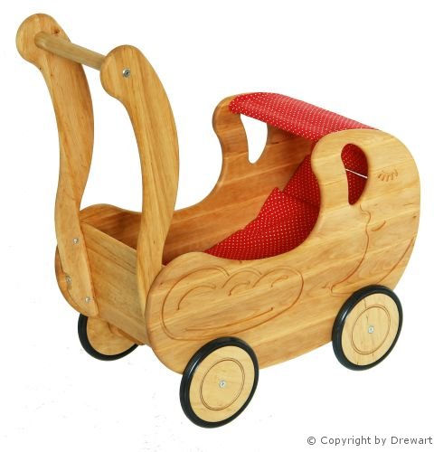 Puppenwagen Drewart, Holz massiv Erle