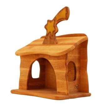 Kleiner Weihnachtsstall mit Stern<br>aus massivem Erlenholz